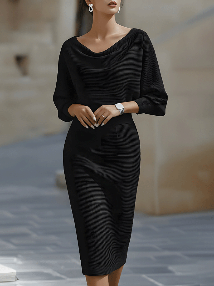 Women's Elegant Draped Midi Dress