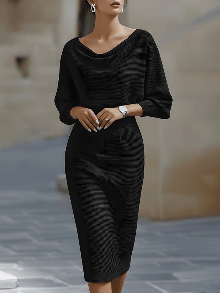 Women's Elegant Draped Midi Dress
