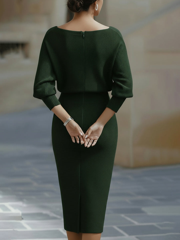 Women's Elegant Draped Midi Dress