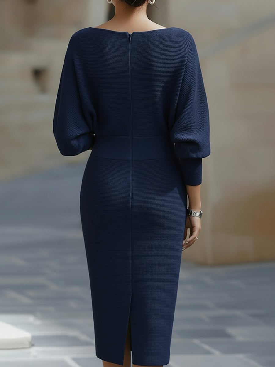 Women's Elegant Draped Midi Dress