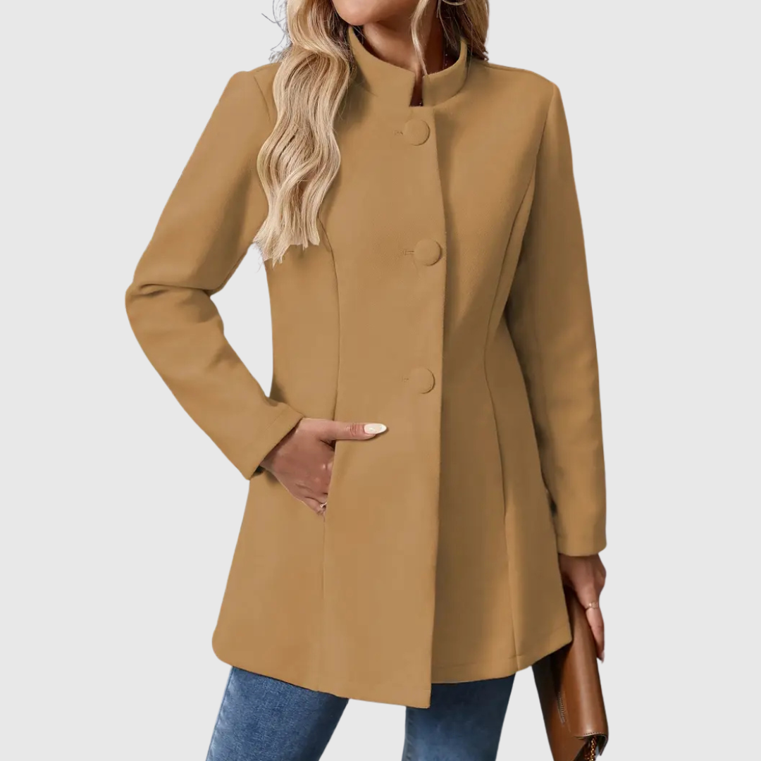 Marcellin Buttoned Stand-Collar Coat | Elegant Structured Outerwear