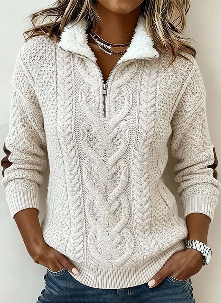 Elowen Textured Zip Knit | Cozy Winter Sweater