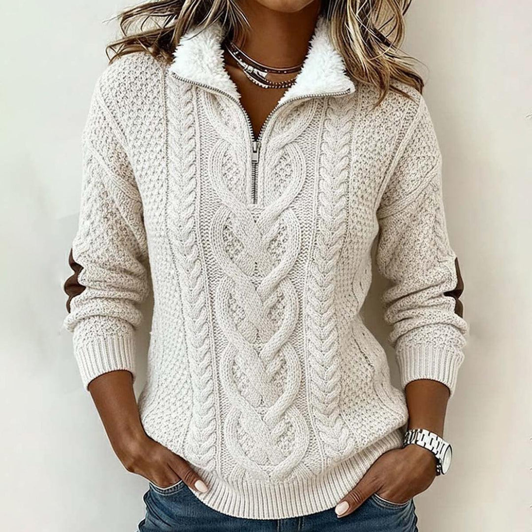 Elowen Textured Zip Knit | Cozy Winter Sweater