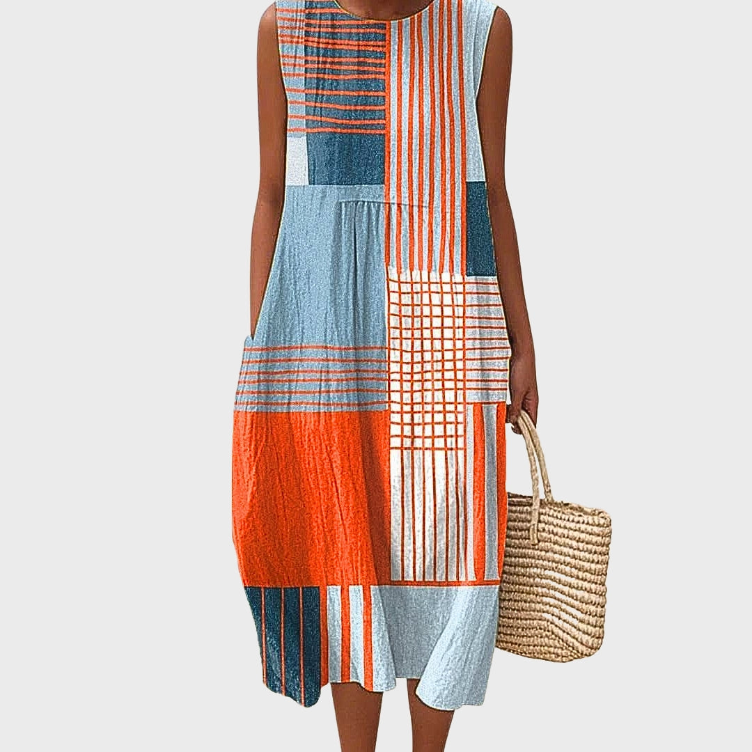 Avelora | Abstract Patchwork Midi Dress