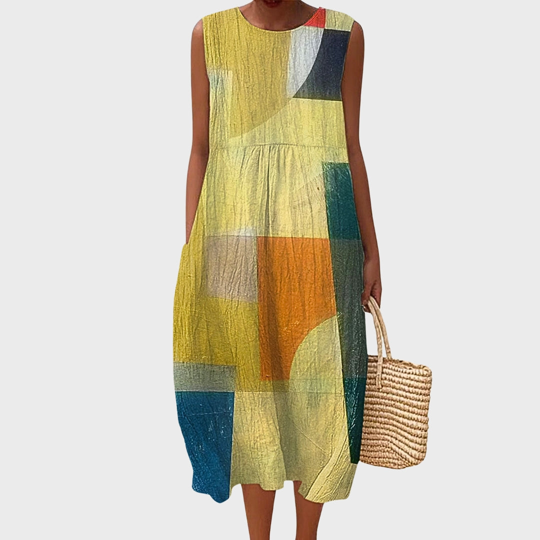 Avelora | Abstract Patchwork Midi Dress