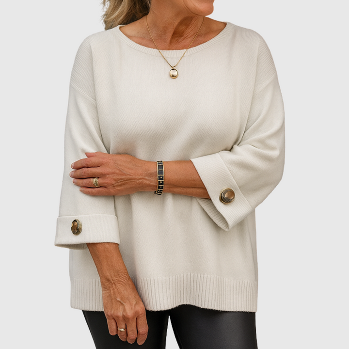 Meliora Button-Sleeve Knit Sweater | Relaxed Chic Knitwear