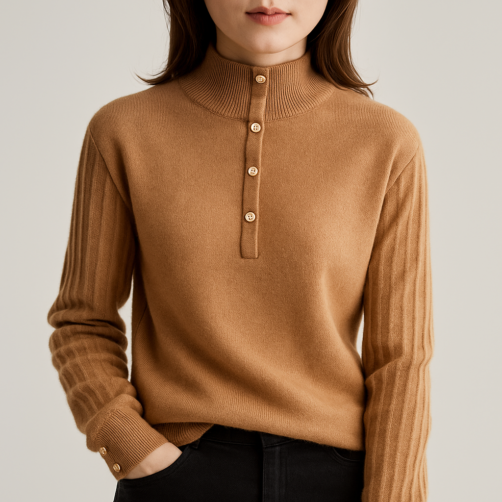 Aliane Buttoned Knit Sweater | Women's Sleek Modern Aesthetic