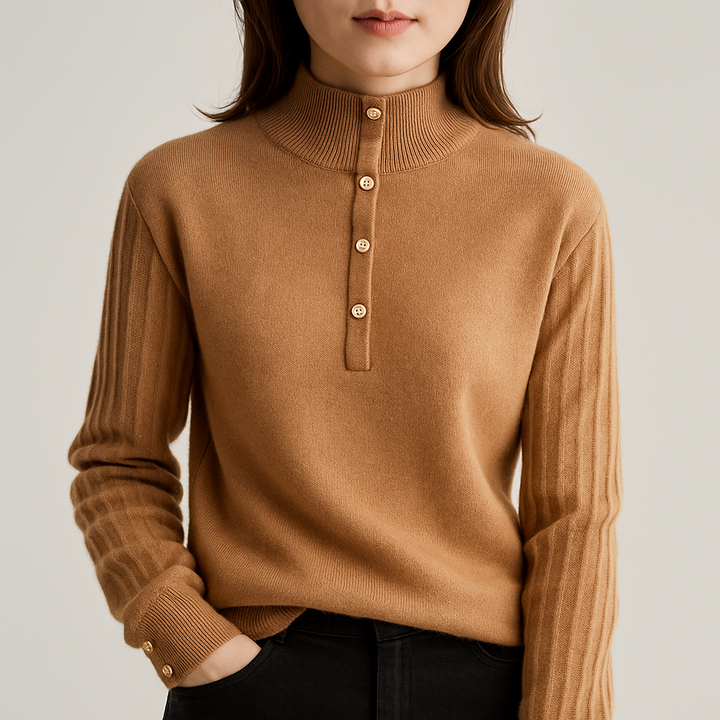 Aliane Buttoned Knit Sweater | Women's Sleek Modern Aesthetic