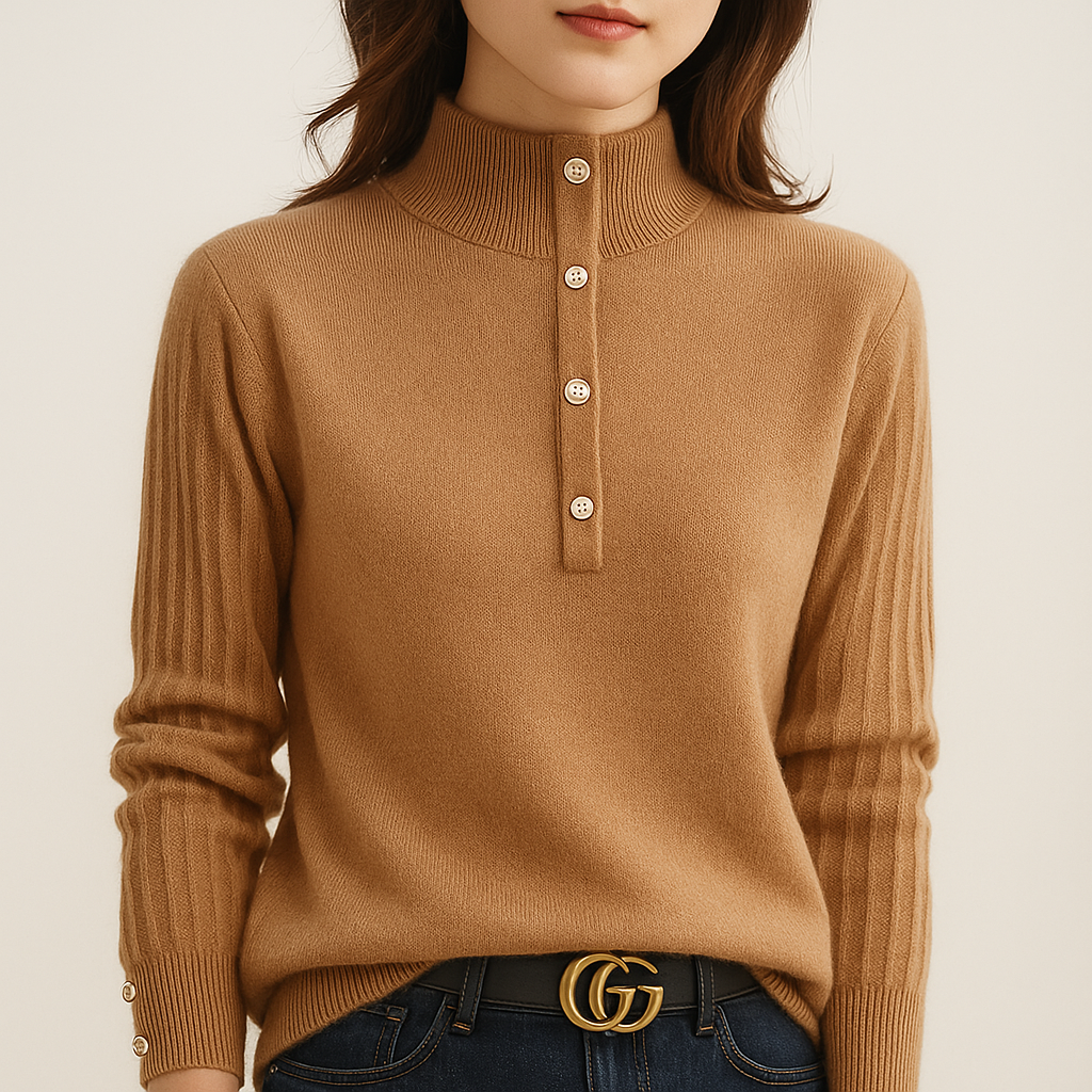 Aliane Buttoned Knit Sweater | Women's Sleek Modern Aesthetic