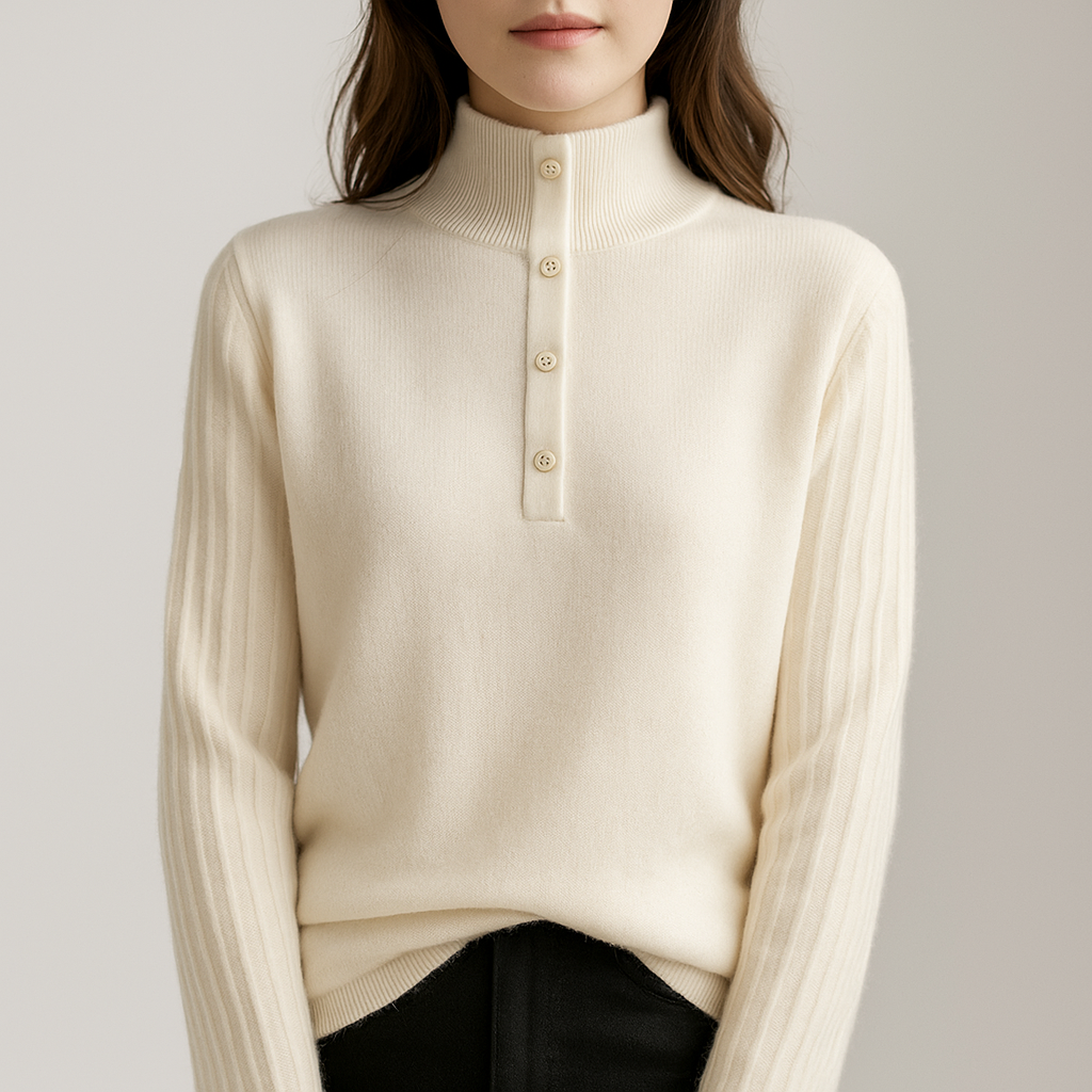 Aliane Buttoned Knit Sweater | Women's Sleek Modern Aesthetic
