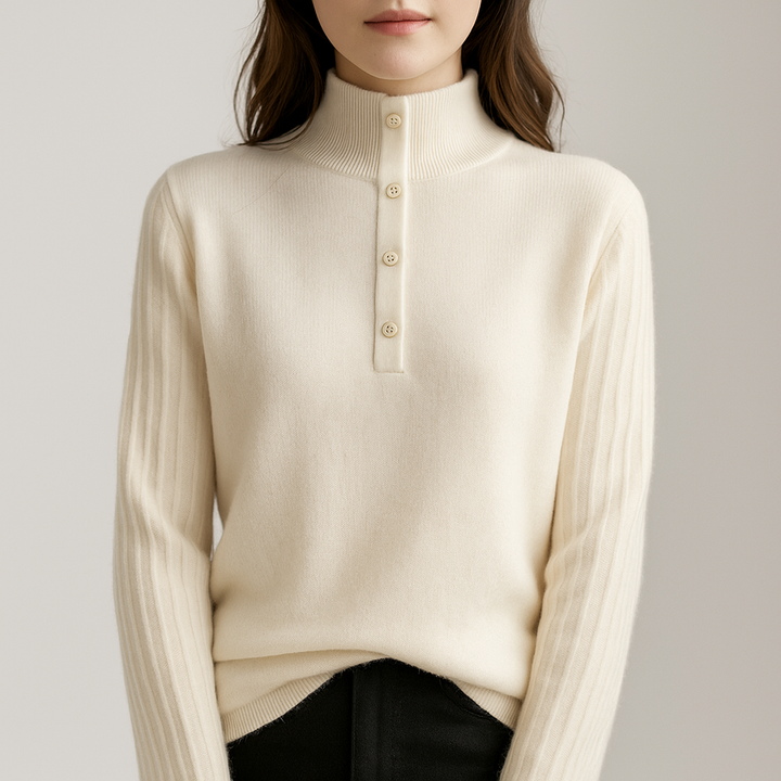 Aliane Buttoned Knit Sweater | Women's Sleek Modern Aesthetic