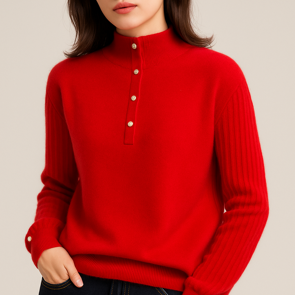 Aliane Buttoned Knit Sweater | Women's Sleek Modern Aesthetic