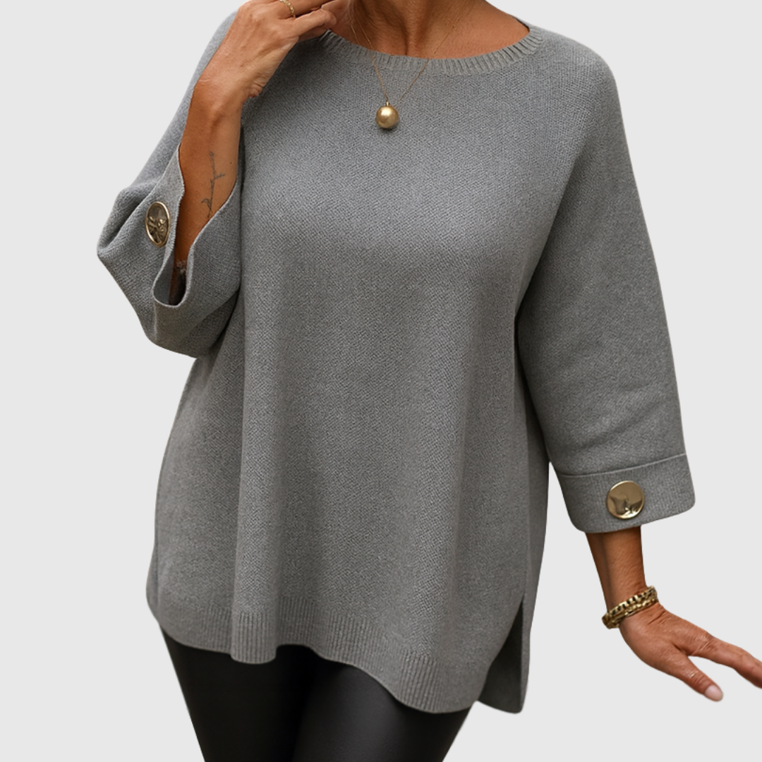 Meliora Button-Sleeve Knit Sweater | Relaxed Chic Knitwear
