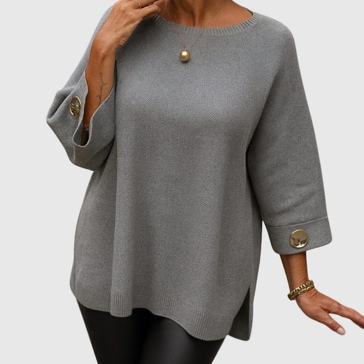 Meliora Button-Sleeve Knit Sweater | Relaxed Chic Knitwear