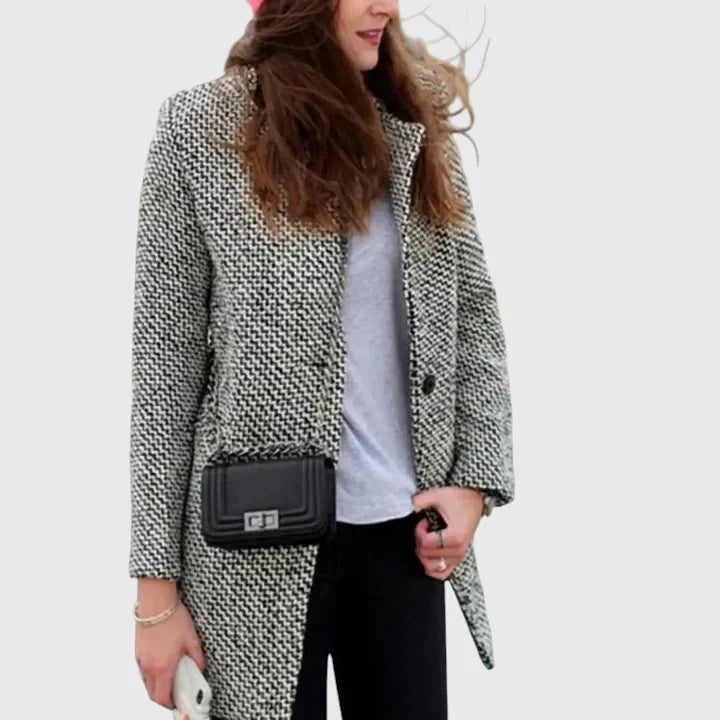 Maivra Patterned Coat | Women’s Modern Textured Outerwear