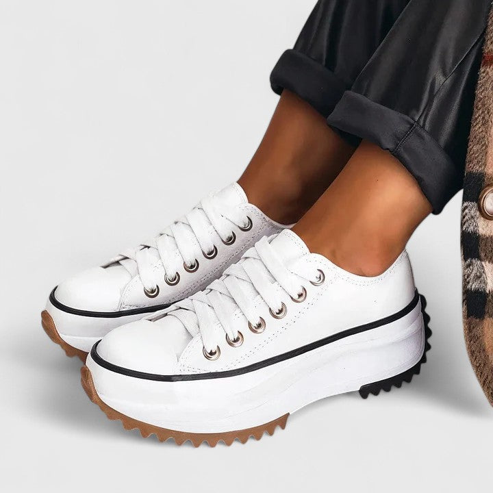 Women's Canvas Platform Lace-Up Trainers