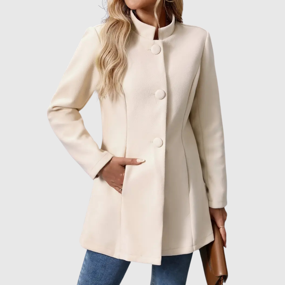 Marcellin Buttoned Stand-Collar Coat | Elegant Structured Outerwear