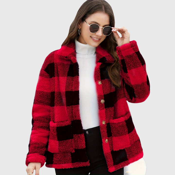 Checked Button Jacket | Timeless Warm Outerwear