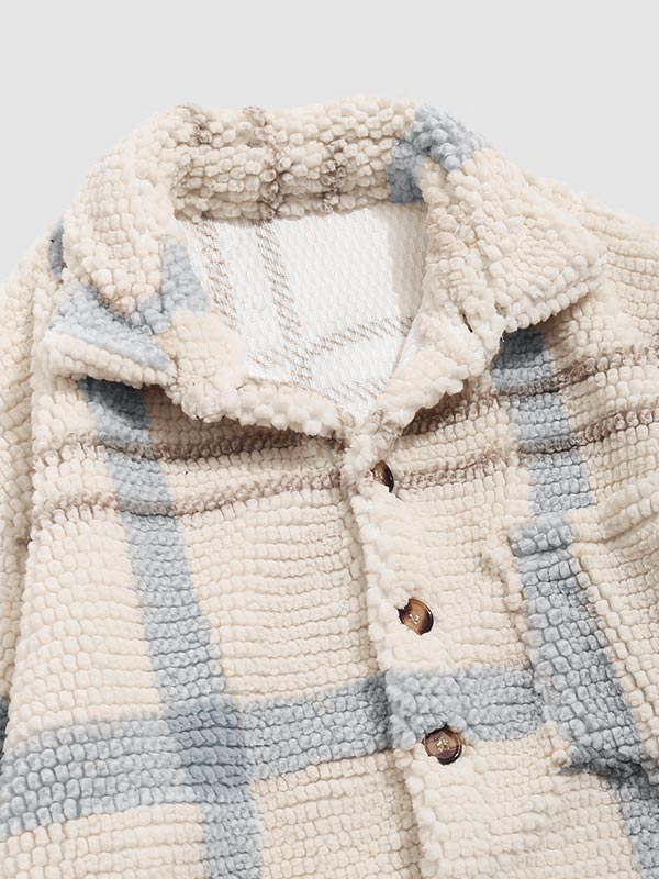 3PCS Set Men's plaid jacket velvet basic T-shirt casual pants - LXNDON