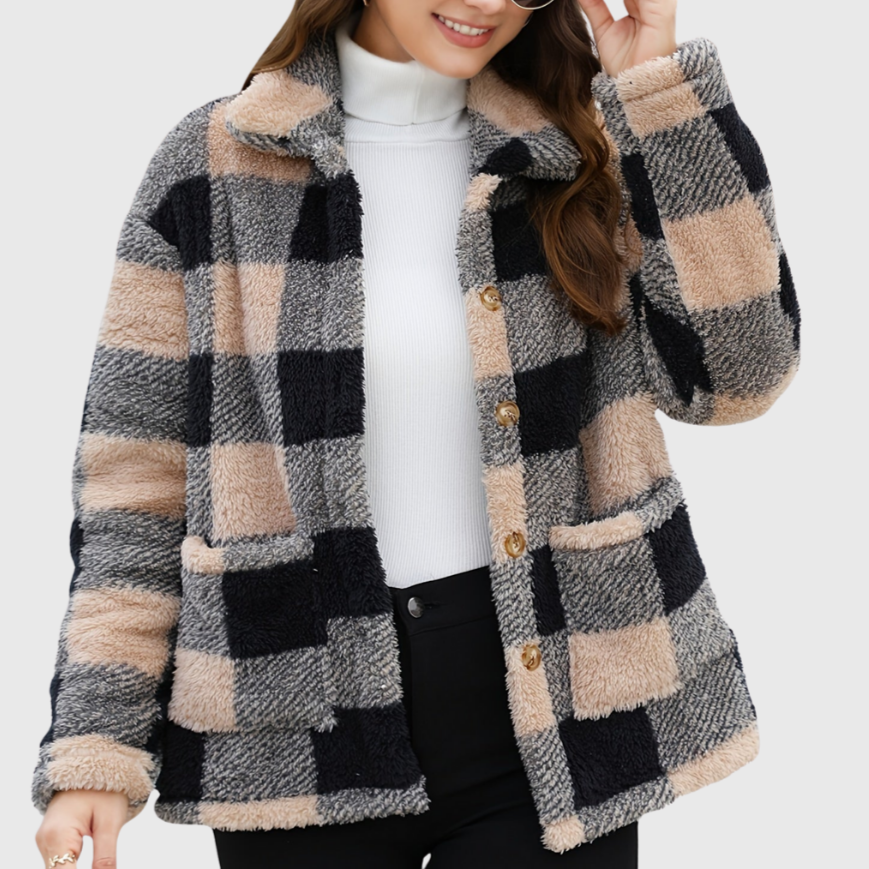 Checked Button Jacket | Timeless Warm Outerwear