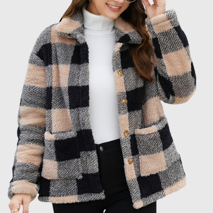 Checked Button Jacket | Timeless Warm Outerwear