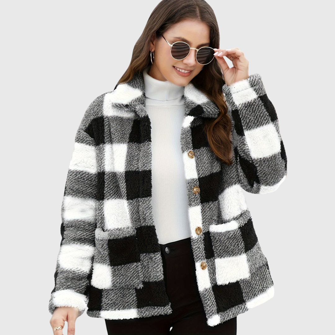 Checked Button Jacket | Timeless Warm Outerwear