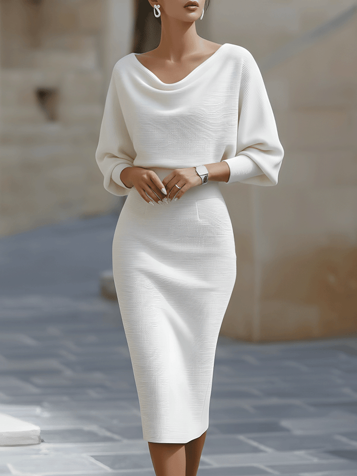 Women's Elegant Draped Midi Dress