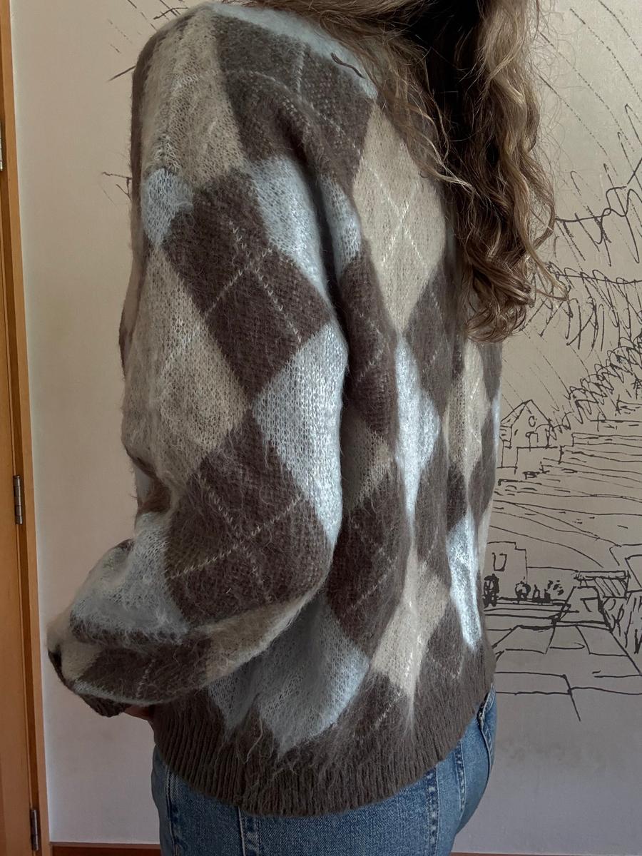 Marlowe Argyle Knit Cardigan | Modern Layering Style