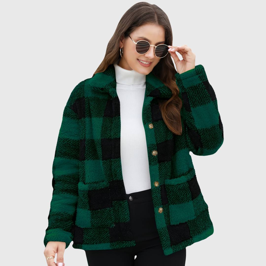 Checked Button Jacket | Timeless Warm Outerwear