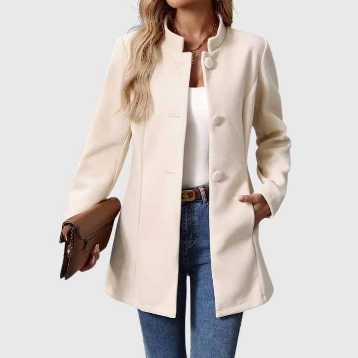 Marcellin Buttoned Stand-Collar Coat | Elegant Structured Outerwear