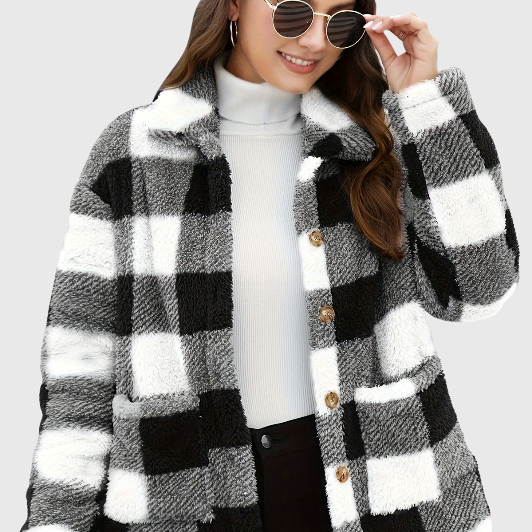 Checked Button Jacket | Timeless Warm Outerwear
