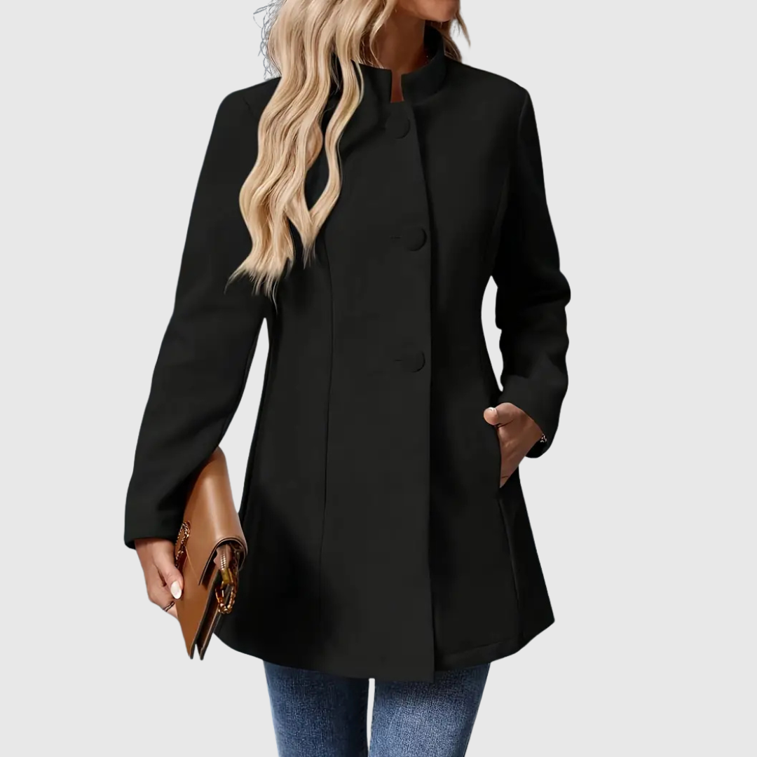 Marcellin Buttoned Stand-Collar Coat | Elegant Structured Outerwear