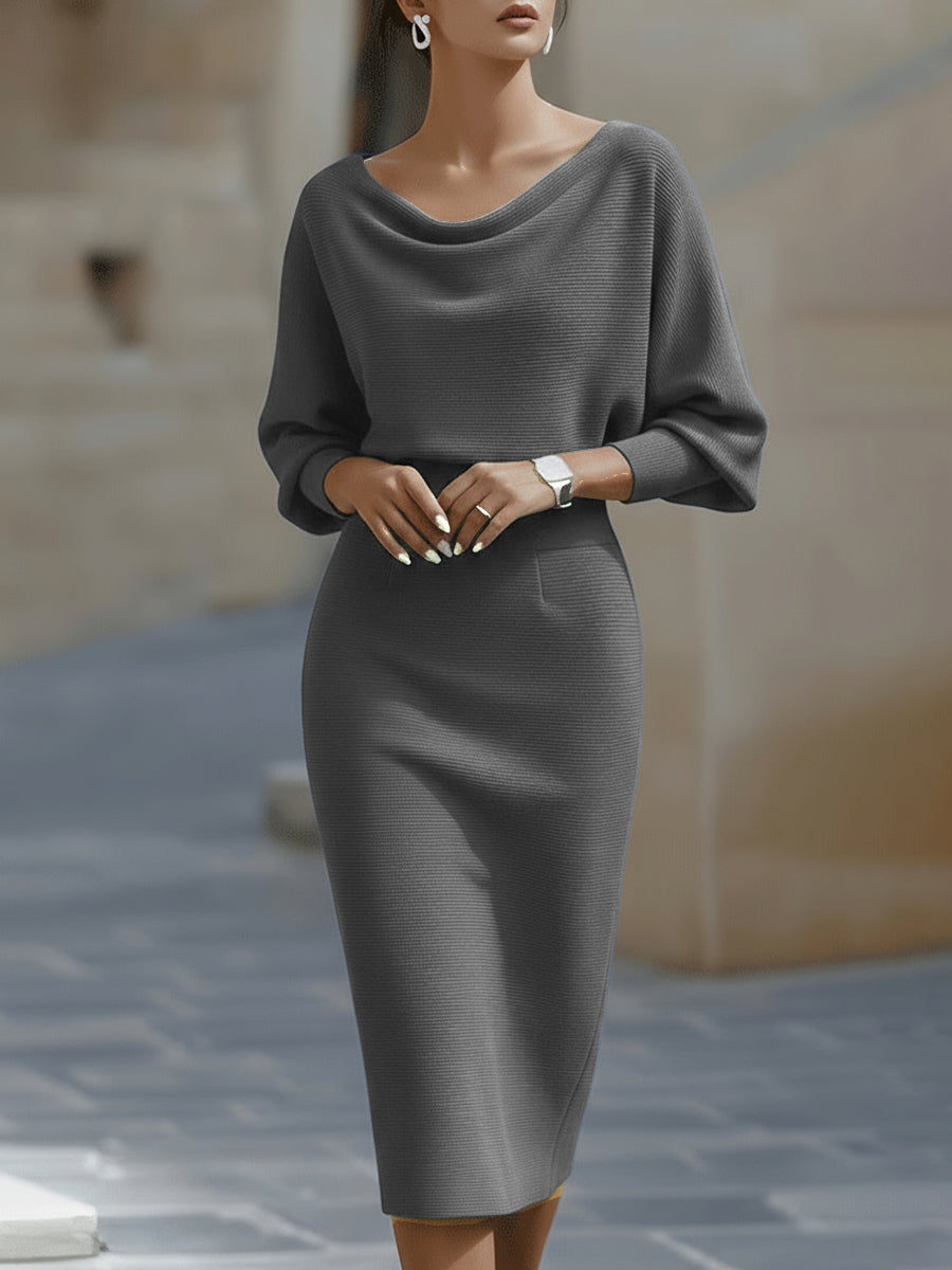 Women's Elegant Draped Midi Dress