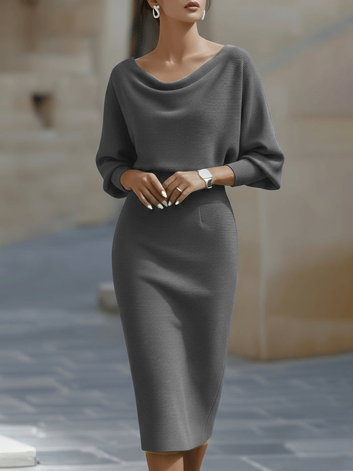 Women's Elegant Draped Midi Dress
