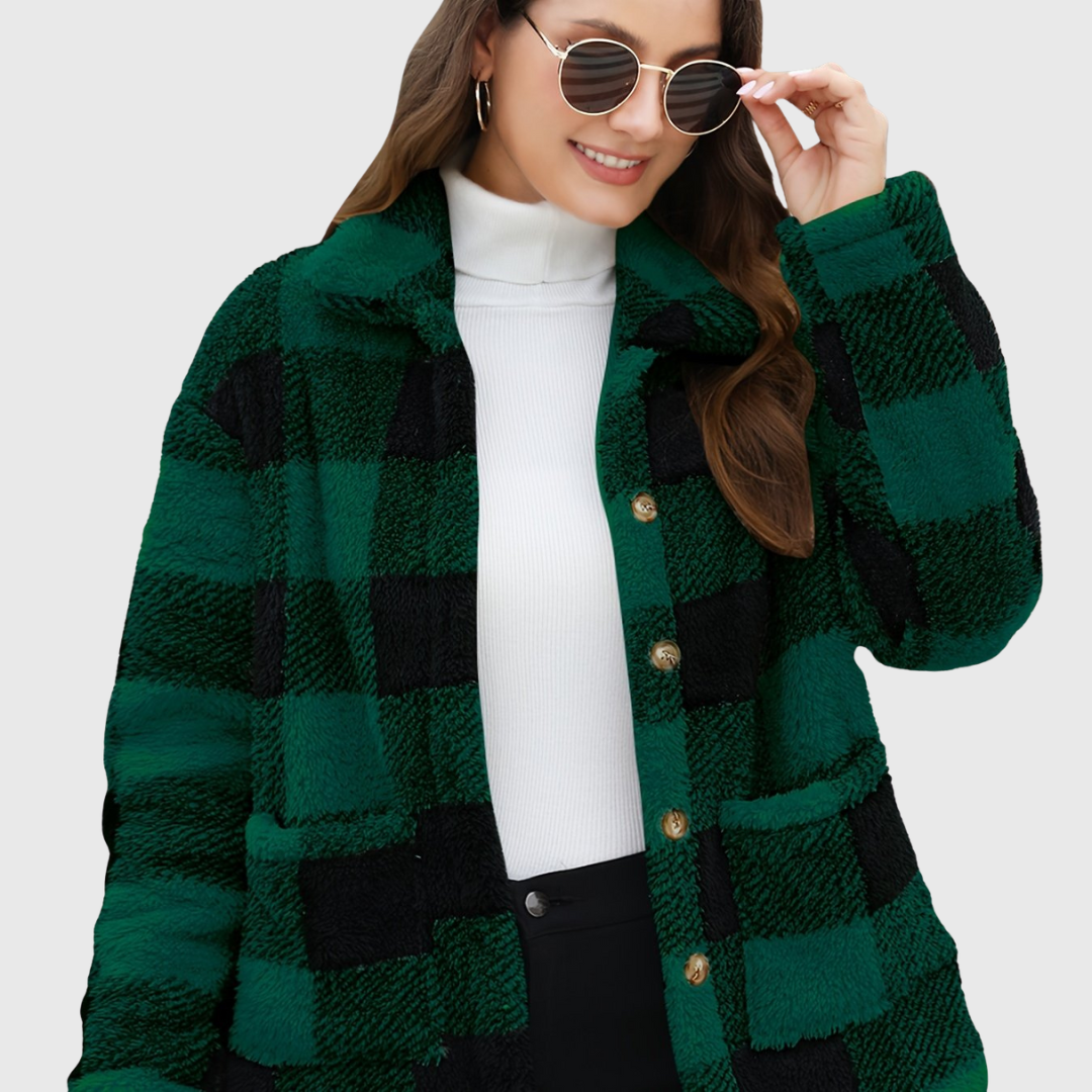 Checked Button Jacket | Timeless Warm Outerwear