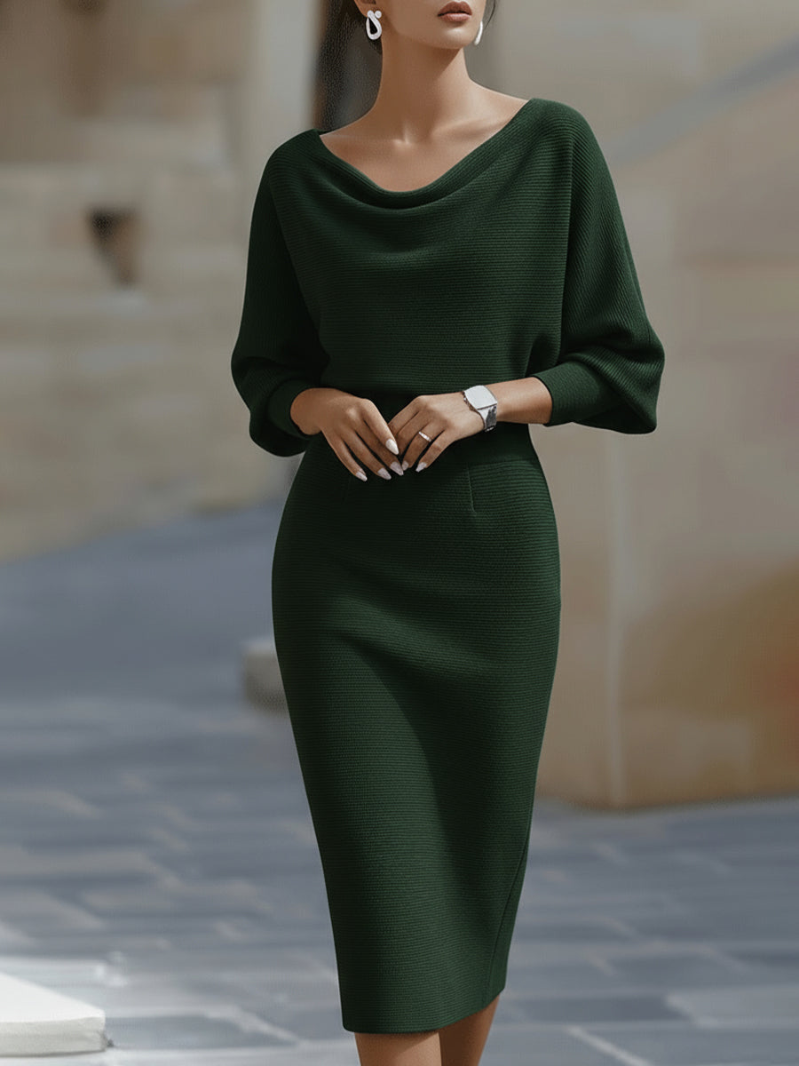 Women's Elegant Draped Midi Dress