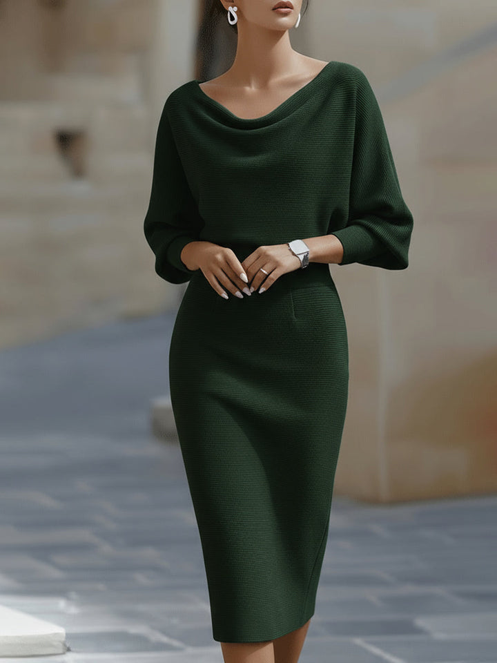 Women's Elegant Draped Midi Dress