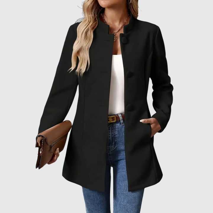 Marcellin Buttoned Stand-Collar Coat | Elegant Structured Outerwear