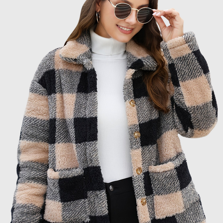 Checked Button Jacket | Timeless Warm Outerwear