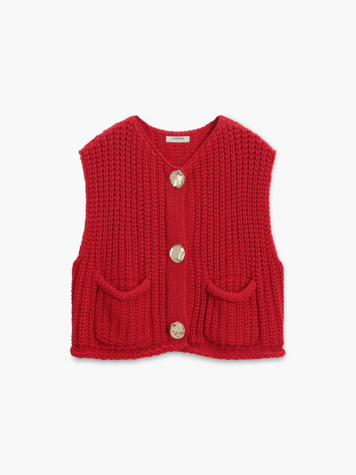 Marlen Knit Button Vest | Comfortable Modern Knitwear