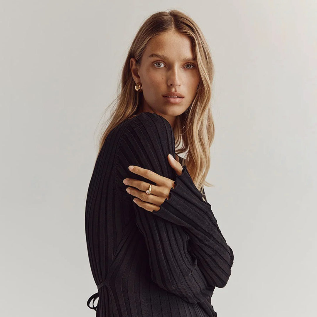 Marlise Ribbed Knit Dress | Modern Evening Silhouette