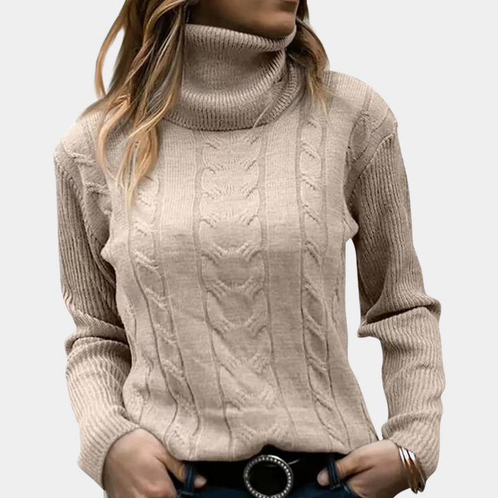 Serene Cable Knit Turtleneck | Women’s Minimal Cozy Wear