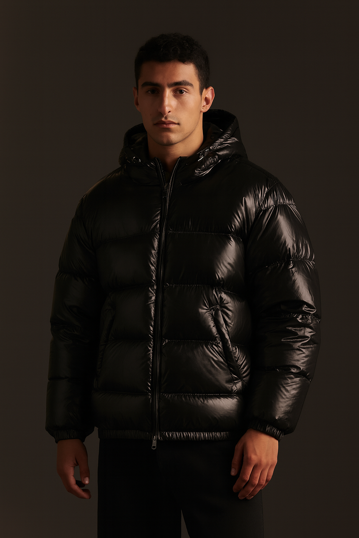 Riven Glossy Puffer Jacket | Weather-Ready Puffer