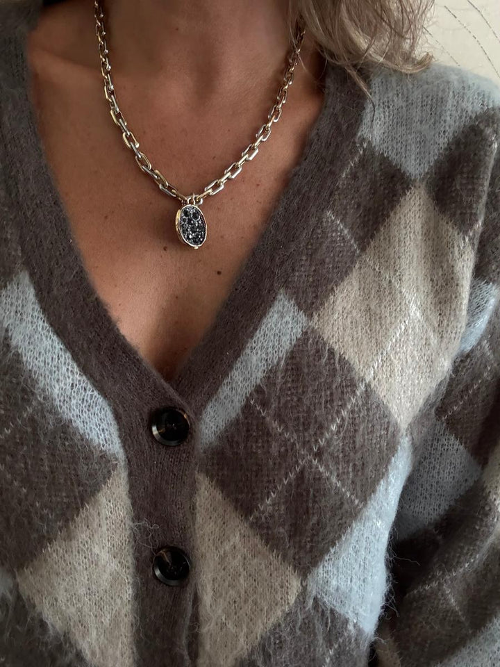 Marlowe Argyle Knit Cardigan | Modern Layering Style