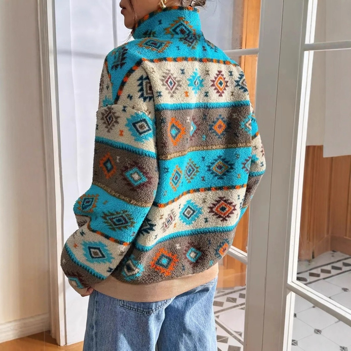 Avaria Tribal Fleece Sweater | Women’s Warm Patterned Pullover