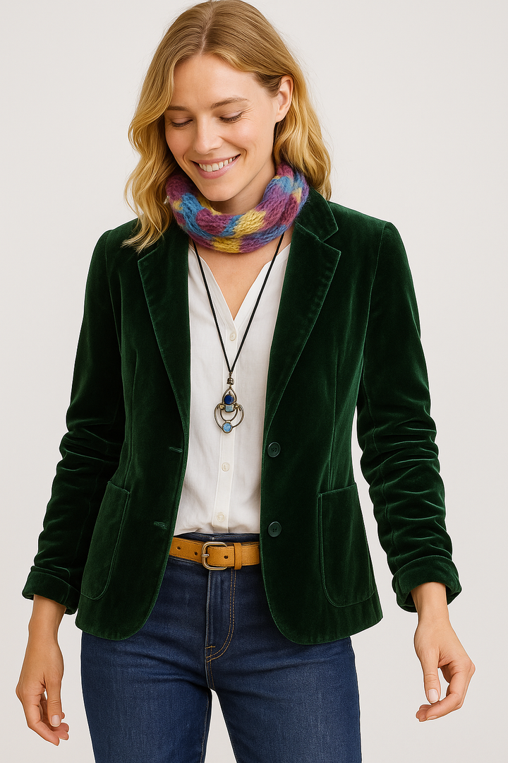 Velvet Button Blazer | Elegant Statement Outerwear