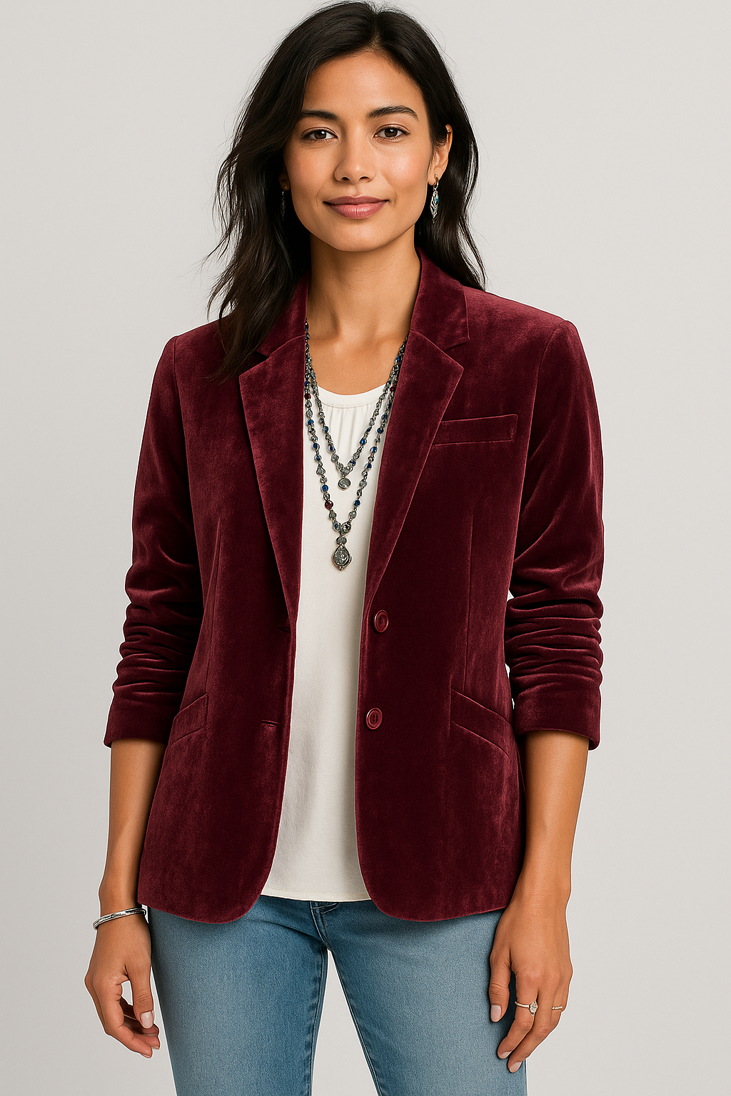 Velvet Button Blazer | Elegant Statement Outerwear