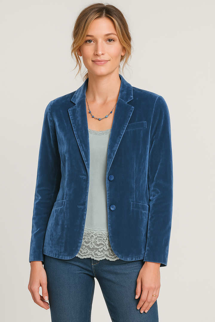 Velvet Button Blazer | Elegant Statement Outerwear