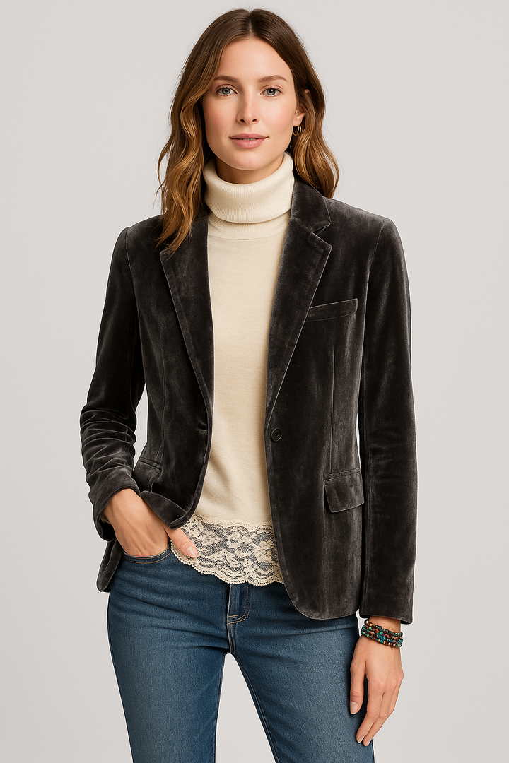 Velvet Button Blazer | Elegant Statement Outerwear