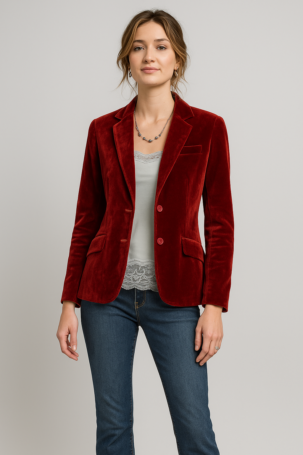 Velvet Button Blazer | Elegant Statement Outerwear